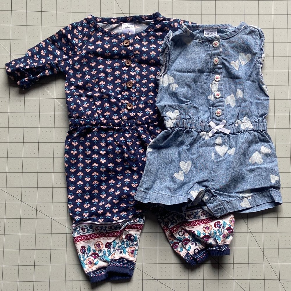 3 piece lot of baby girl's summertime one pieces